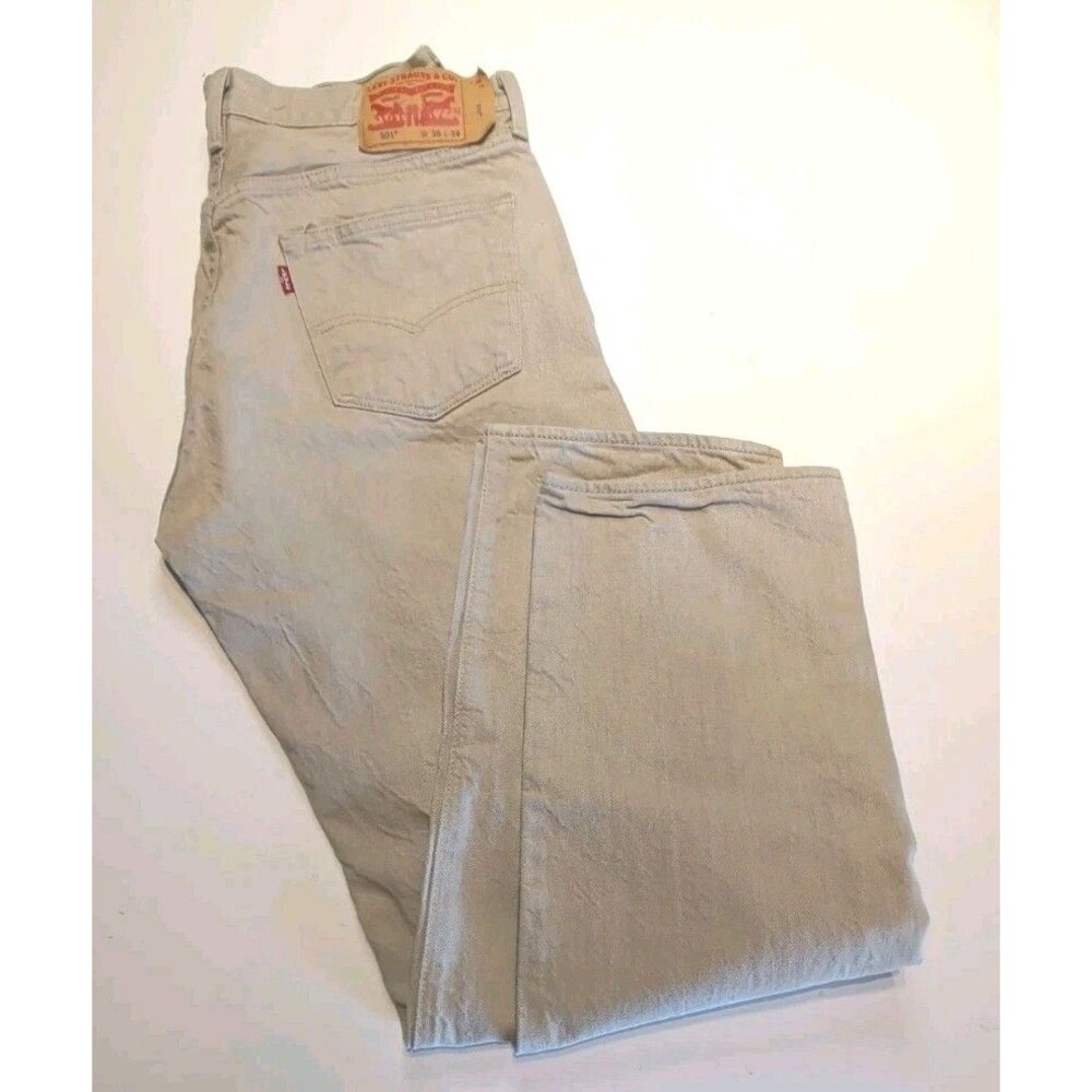 Levi's 501 White Oak Cone Denim Jeans Mens 36x34 Gray Button Fly EUC 2015